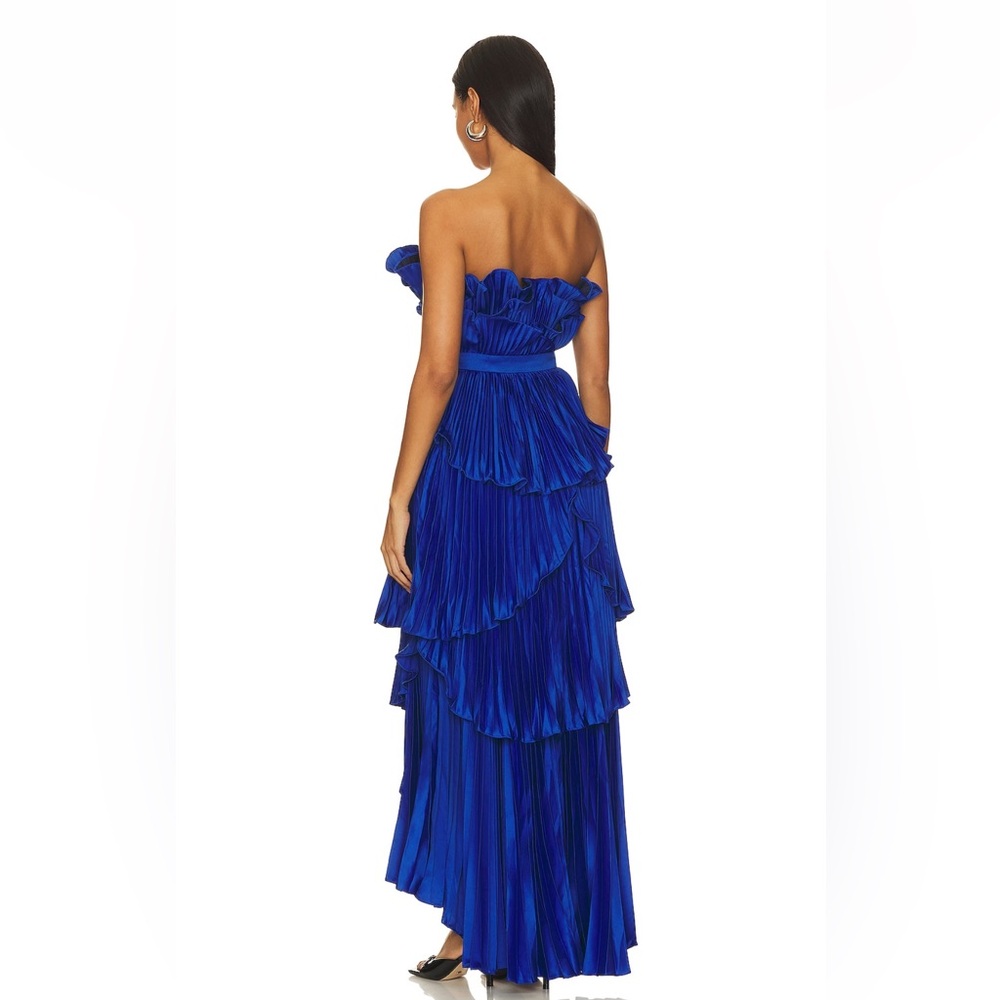 AMUR Judah Scallop Pleated Dress in Deep Waters - Picture 3 of 8